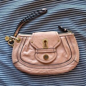 Juicy Couture Pink Leather Wristlet | Wallet with lock key charm | Vintage